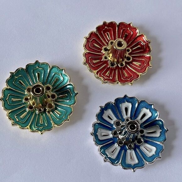 Incense Bundle of 3 Shimmering Holders Red, Blue & Green (VERY SMALL) - Picture 2 of 14